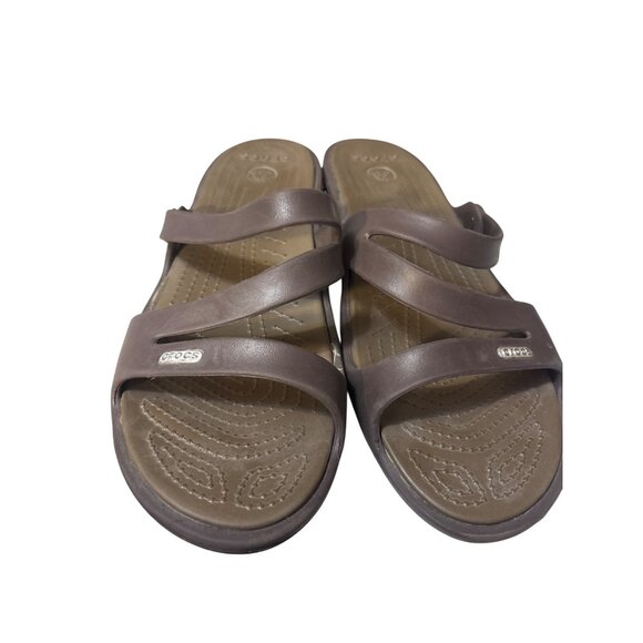 Crocs Brown Womens Wedge Sandals Size W12‎ - Picture 2 of 6